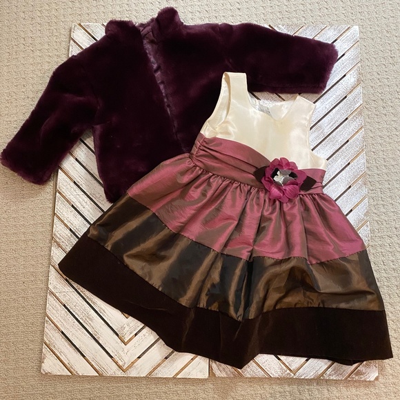 Toddler 12-18 Mo Faux Fur Jacket and Dress - Picture 1 of 5